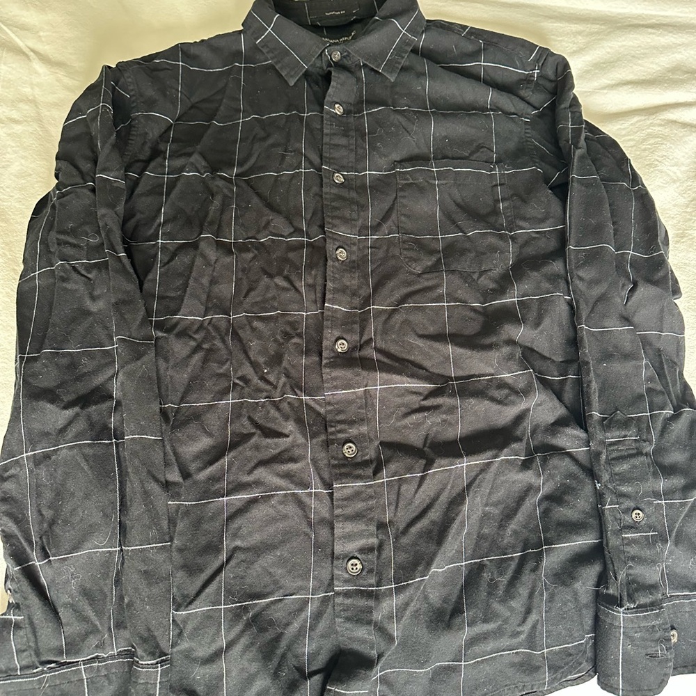 Black Checkered Banana Republic Button Up